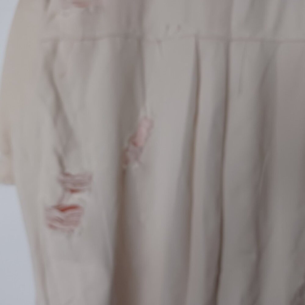 POL CLOTHING Womens Denim Distressed Large White/Pink Jacket - Picture 9 of 11